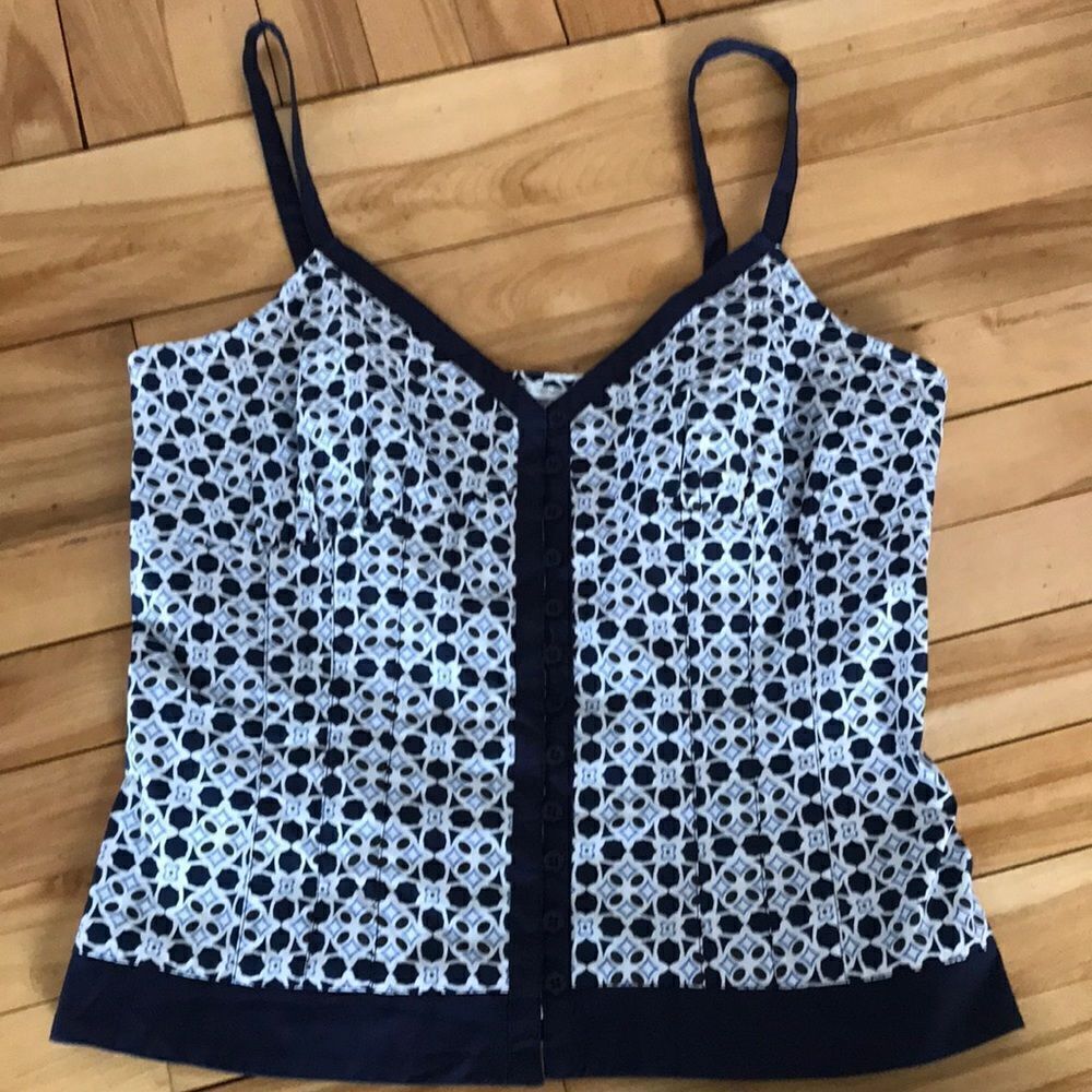 Cote Femme navy/white/blue print top, sz 10